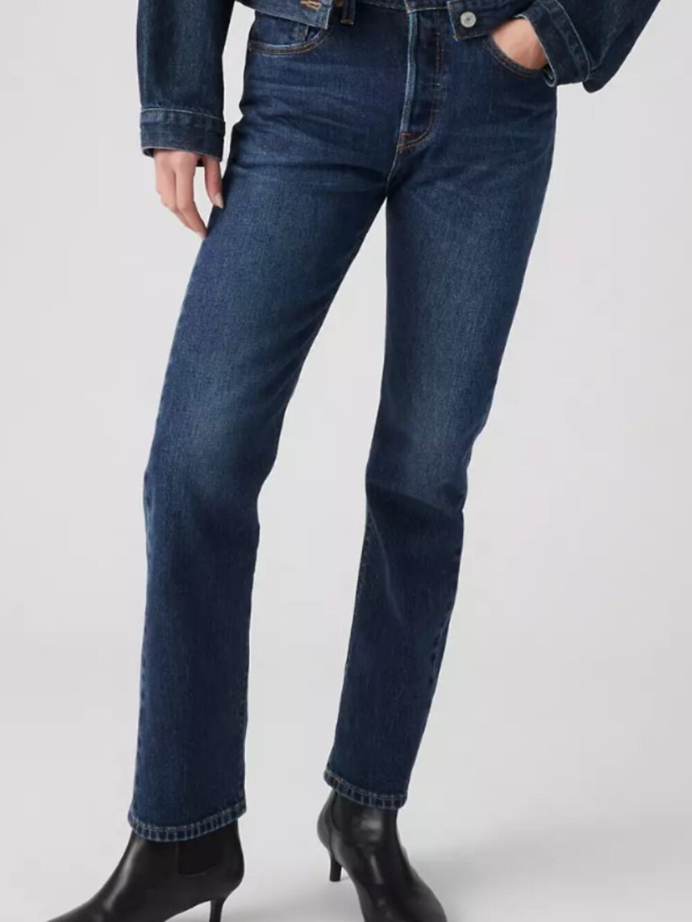 Levi’s 501 Original Fit Dark Wash High Rise Straight Leg Denim Jeans